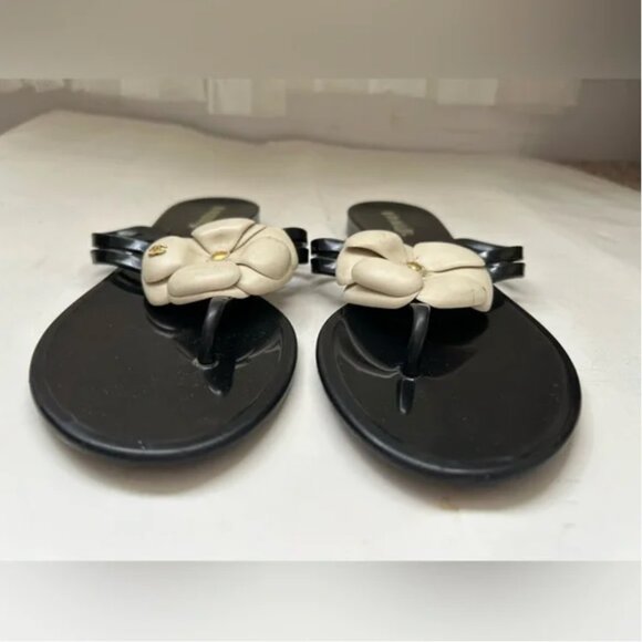 Chanel black sandals with flowers size 39 US 8 - Picture 6 of 11
